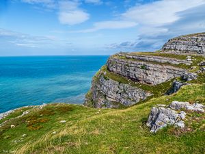 Preview wallpaper cliff, coast, sea, landscape, nature, view