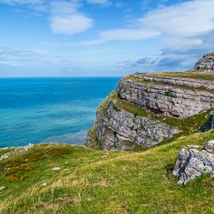 Preview wallpaper cliff, coast, sea, landscape, nature, view