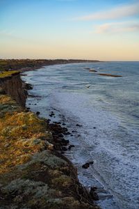 Preview wallpaper cliff, coast, sea, waves, landscape
