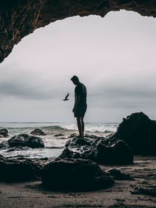 Preview wallpaper cliff, loneliness, ocean, surf