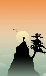 Preview wallpaper cliff, mountain, tree, freedom