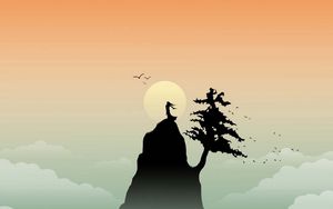 Preview wallpaper cliff, mountain, tree, freedom