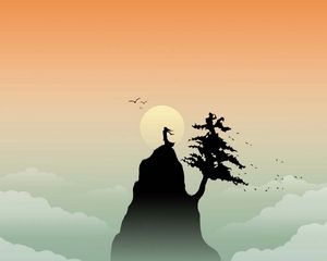 Preview wallpaper cliff, mountain, tree, freedom