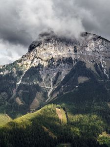 Preview wallpaper cliff, mountains, grass, sky