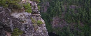 Preview wallpaper cliff, precipice, forest, river, nature, green