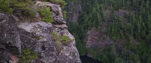 Preview wallpaper cliff, precipice, forest, river, nature, green