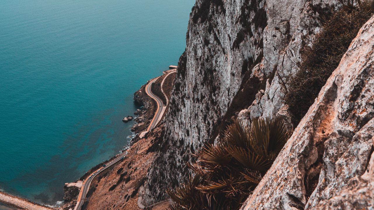Wallpaper cliff, rock, sea, coast, aerial view