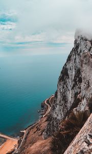 Preview wallpaper cliff, rock, sea, coast, aerial view