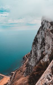 Preview wallpaper cliff, rock, sea, coast, aerial view