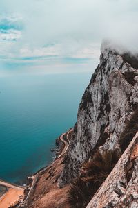 Preview wallpaper cliff, rock, sea, coast, aerial view