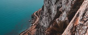 Preview wallpaper cliff, rock, sea, coast, aerial view