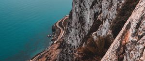 Preview wallpaper cliff, rock, sea, coast, aerial view