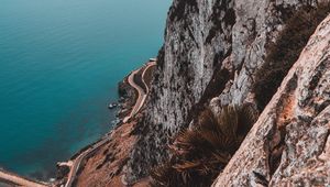 Preview wallpaper cliff, rock, sea, coast, aerial view