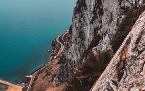 Preview wallpaper cliff, rock, sea, coast, aerial view