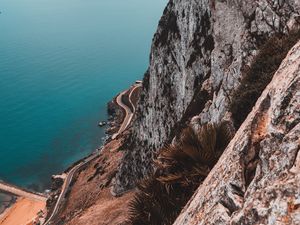 Preview wallpaper cliff, rock, sea, coast, aerial view