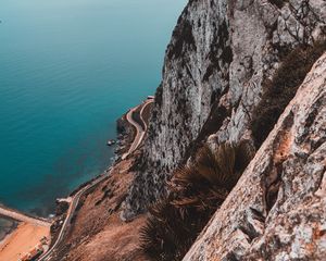 Preview wallpaper cliff, rock, sea, coast, aerial view