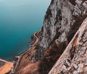 Preview wallpaper cliff, rock, sea, coast, aerial view