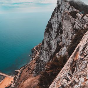 Preview wallpaper cliff, rock, sea, coast, aerial view