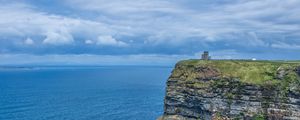 Preview wallpaper cliff, rock, sea, horizon, grass