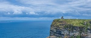 Preview wallpaper cliff, rock, sea, horizon, grass