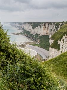 Preview wallpaper cliff, rocks, coast, sea, landscape