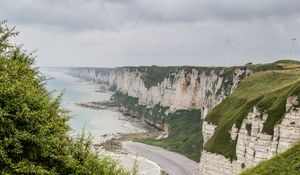 Preview wallpaper cliff, rocks, coast, sea, landscape