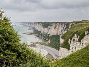 Preview wallpaper cliff, rocks, coast, sea, landscape