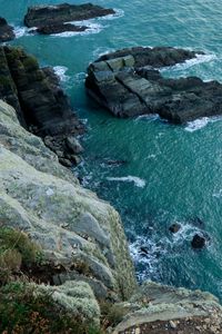 Preview wallpaper cliff, rocks, water, ocean