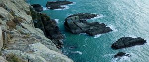 Preview wallpaper cliff, rocks, water, ocean