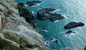 Preview wallpaper cliff, rocks, water, ocean