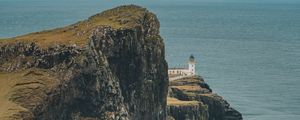 Preview wallpaper cliff, sea, coast, lighthouse, building