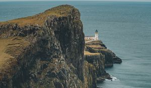 Preview wallpaper cliff, sea, coast, lighthouse, building