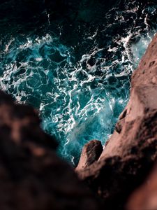Preview wallpaper cliff, sea, waves, water, height