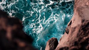 Preview wallpaper cliff, sea, waves, water, height