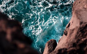 Preview wallpaper cliff, sea, waves, water, height