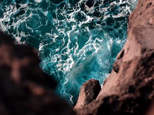 Preview wallpaper cliff, sea, waves, water, height