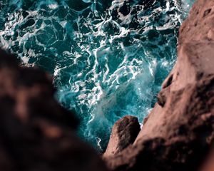 Preview wallpaper cliff, sea, waves, water, height