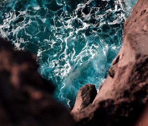 Preview wallpaper cliff, sea, waves, water, height