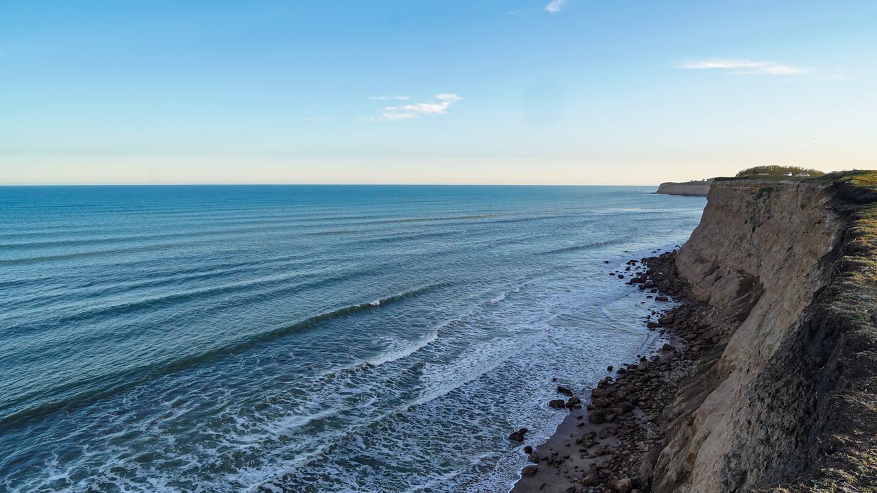 Wallpaper cliff, shore, water, nature, landscape