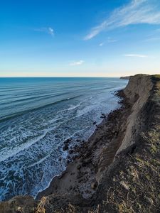 Preview wallpaper cliff, shore, water, nature, landscape