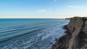 Preview wallpaper cliff, shore, water, nature, landscape