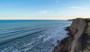 Preview wallpaper cliff, shore, water, nature, landscape