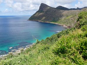 Preview wallpaper cliff, slope, coast, sea, grass