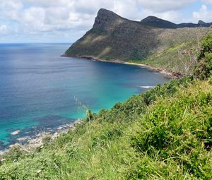 Preview wallpaper cliff, slope, coast, sea, grass