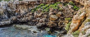 Preview wallpaper cliff, stones, lake, hdr