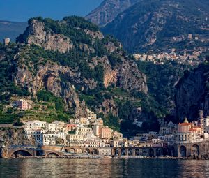 Preview wallpaper cliffs, city, bay, buildings, amalfi, italy