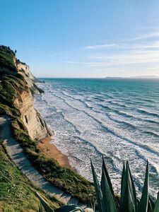 Preview wallpaper cliffs, coast, sea, path
