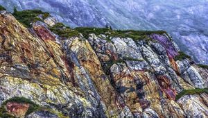 Preview wallpaper cliffs, colorful, sea, shore, rocks