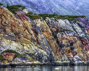 Preview wallpaper cliffs, colorful, sea, shore, rocks