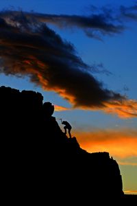 Preview wallpaper climber, mountaineering, mountain, sunset, climb